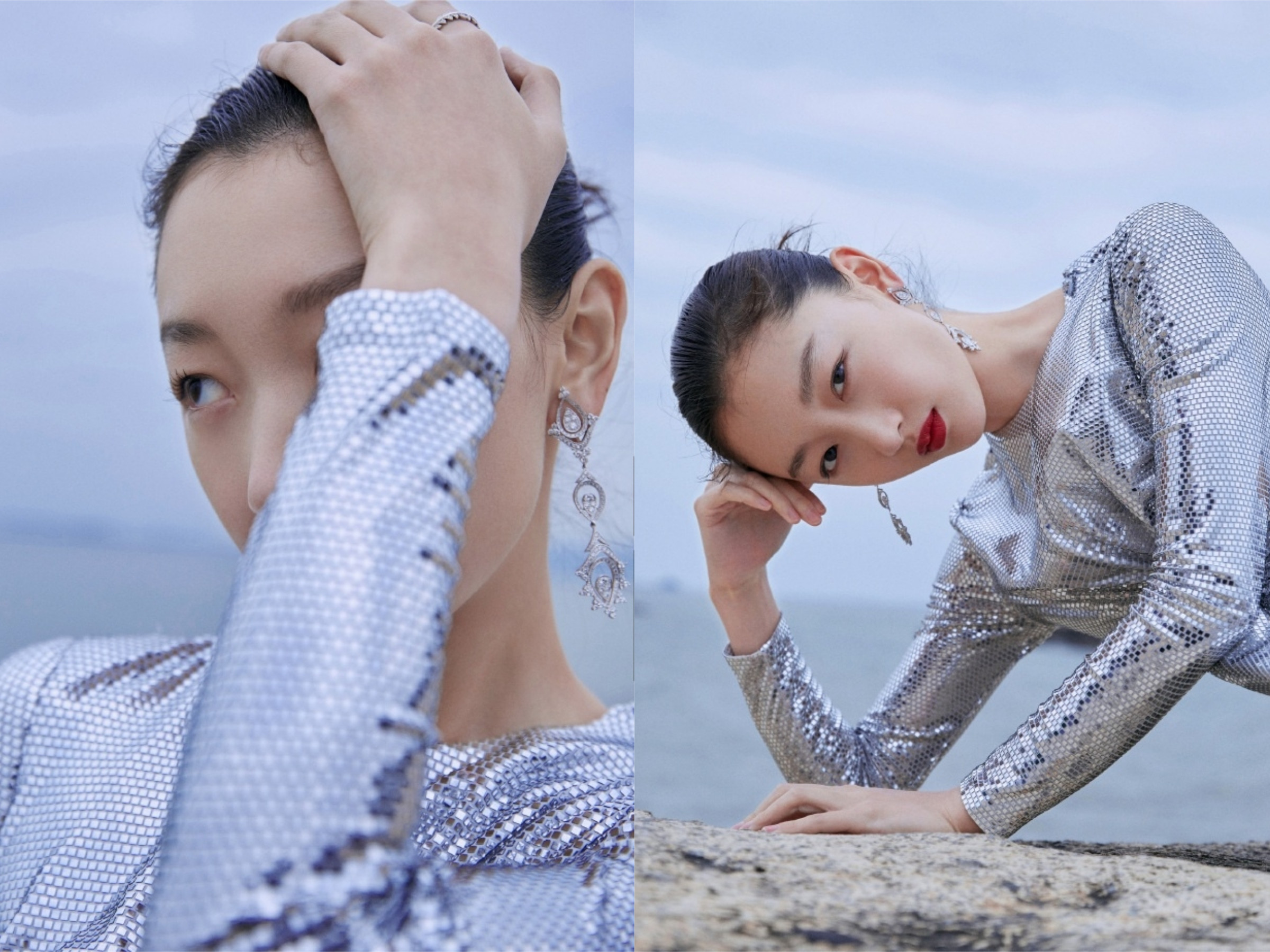 周冬雨银光“挖腰”礼服扮精灵封后！网评一败笔：远看像光头